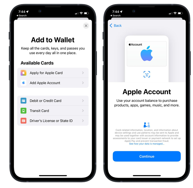 江都苹果手机维修分享iOS 15.5钱包App如何添加 Apple 账户 