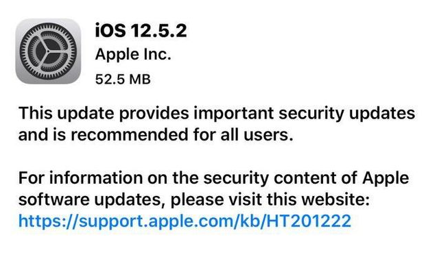 江都苹果手机维修分享iOS12.5.2发布，建议所有老苹果用户安装 